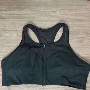 NWOT Zella XL zip Front Black Sports Bra